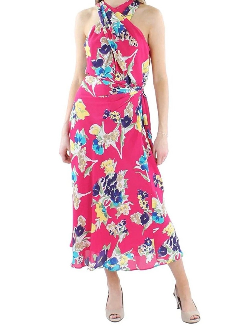 NWT Lauren Ralph Lauren Floral Georgette Halter Maxi Dress - Picture 8 of 8